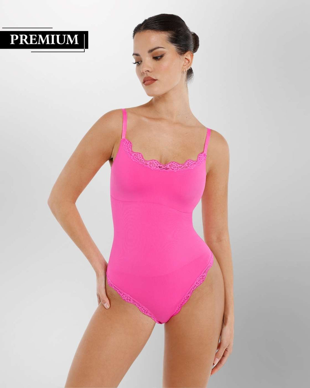 PREMIUM Shaping Body mit Tanga und Spitzendetails - Pink Oktober