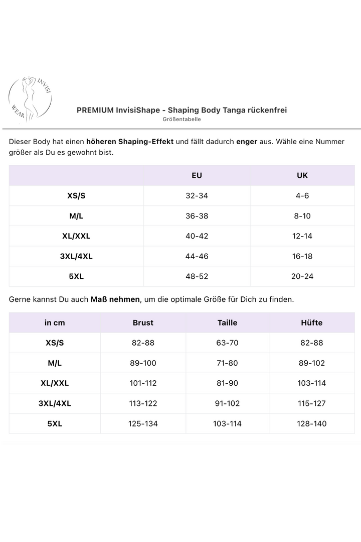 PREMIUM InvisiShape - Shaping Body Tanga rückenfrei