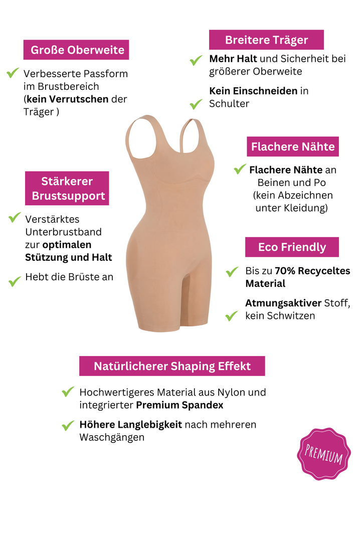 PREMIUM InvisiShape | Eco 🌱 Shaping Body mit Shorts hoher Rücken