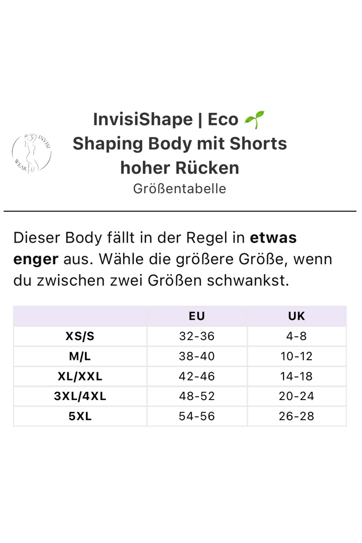 PREMIUM InvisiShape | Eco 🌱 Shaping Body mit Shorts hoher Rücken