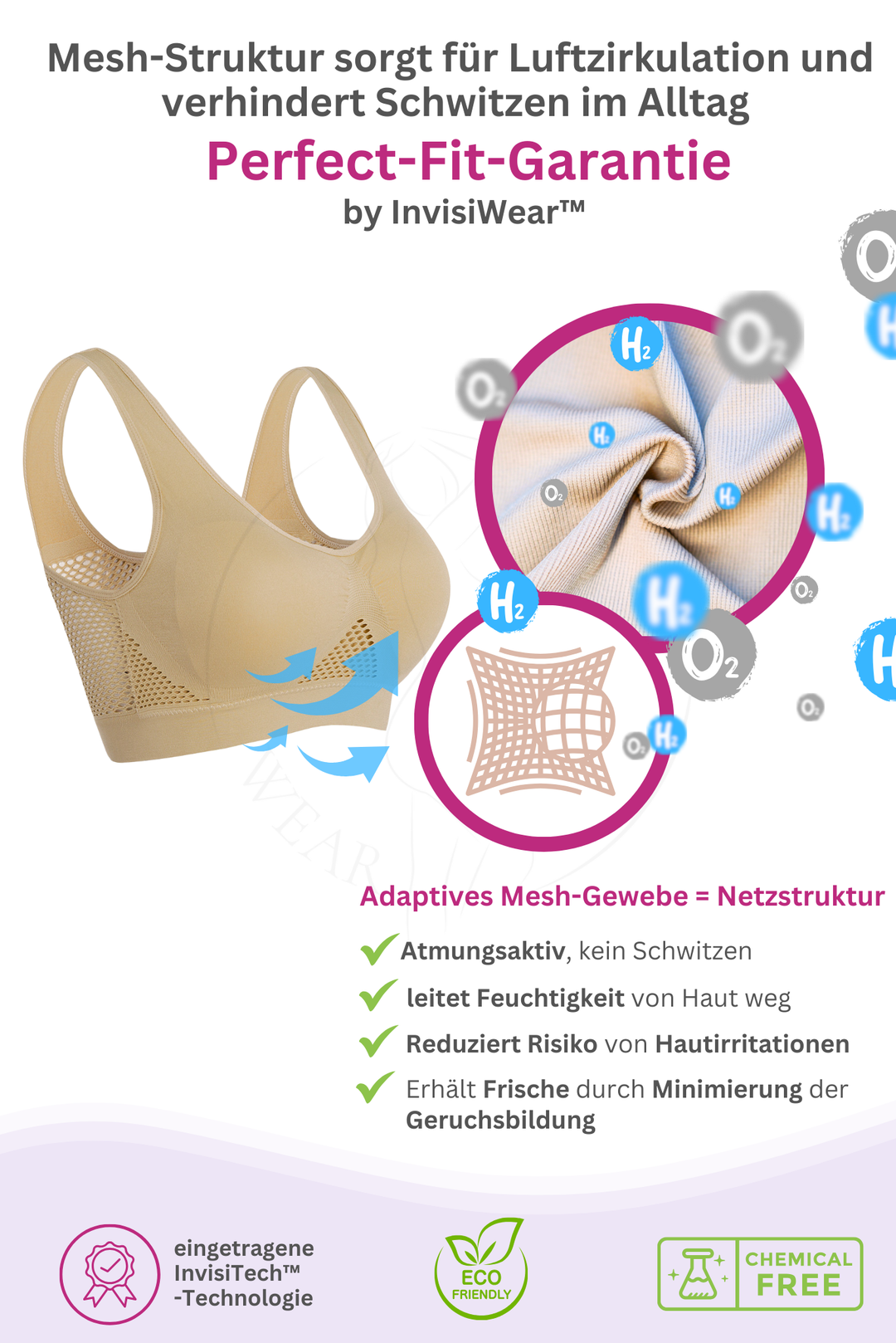 InvisiBra "Air" - Bügelloser bequemer Sport-BH