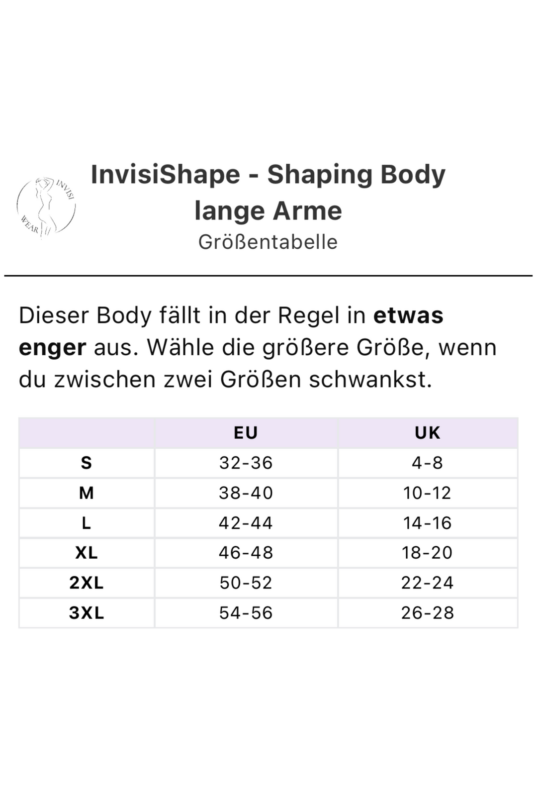 InvisiShape - Shaping Body lange Arme