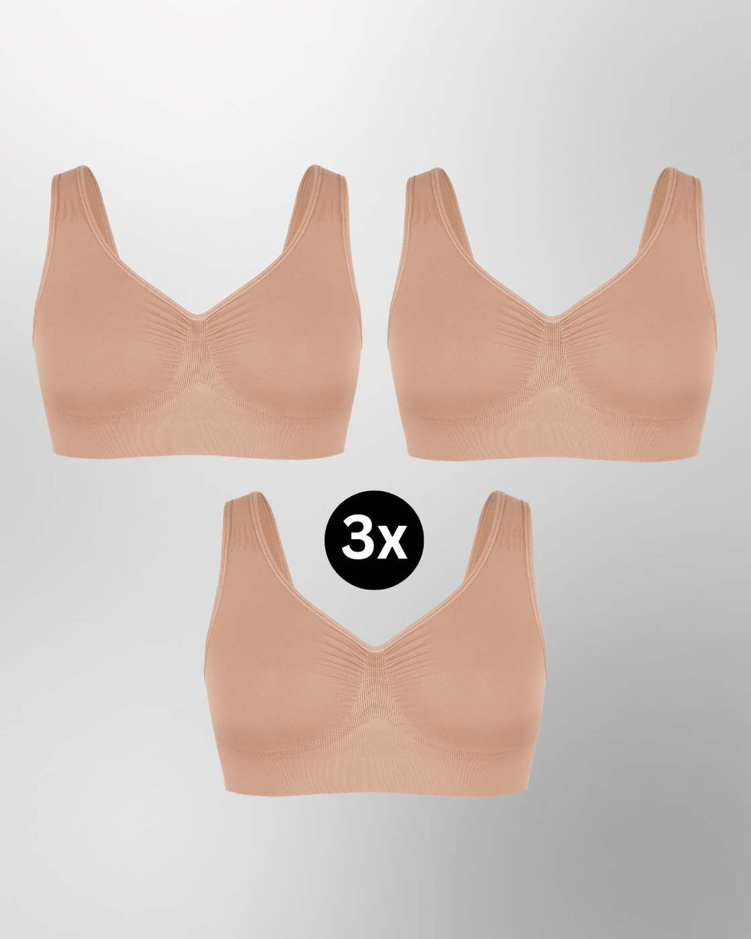 InvisiBra "Soft" 2.0 - Bügelloser BH mit breiten Komfort-Trägern - 3er Set