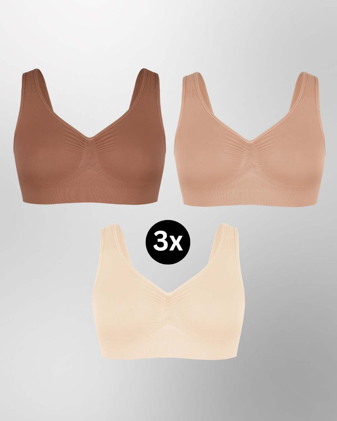 InvisiBra "Soft" 2.0 - Bügelloser BH mit breiten Komfort-Trägern - 3er Set