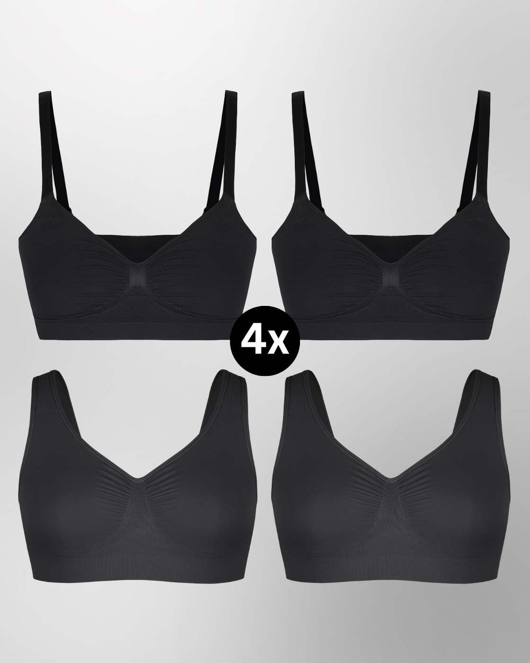InvisiBra "Soft" 1.0 & 2.0 - Bügellose BHs zum Reinschlüpfen - 4er Set