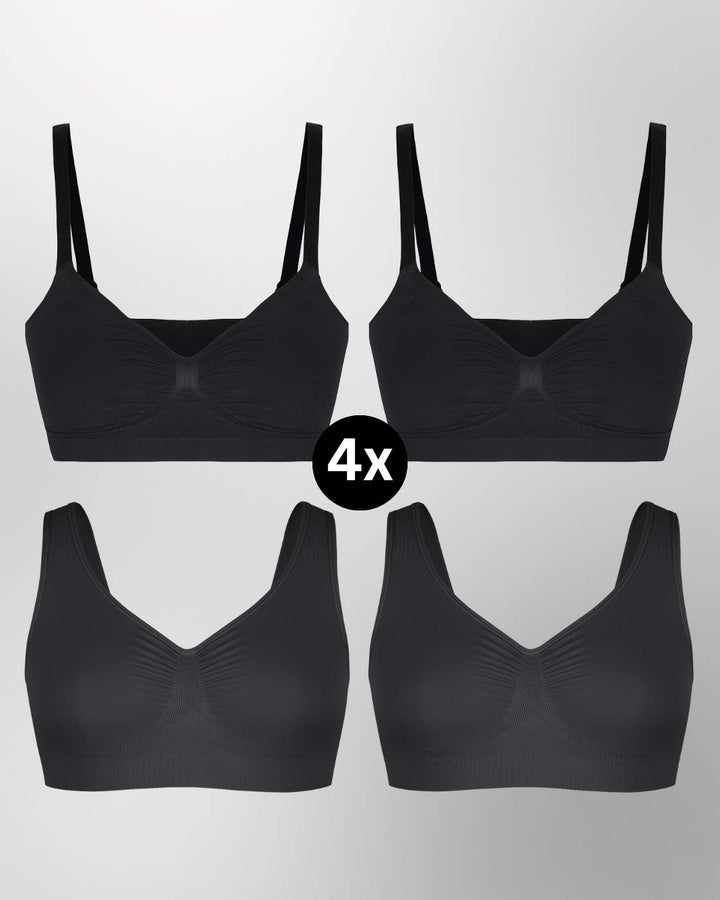 InvisiBra "Soft" 1.0 & 2.0 - Bügellose BHs zum Reinschlüpfen - 4er Set
