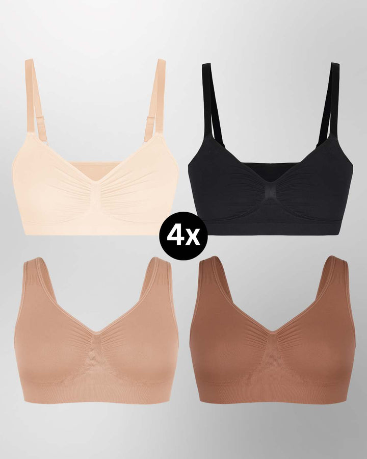 InvisiBra "Soft" 1.0 & 2.0 - Bügellose BHs zum Reinschlüpfen - 4er Set