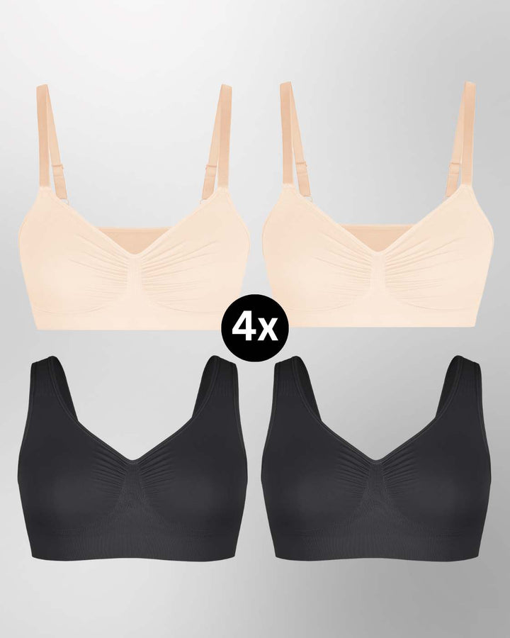 InvisiBra "Soft" 1.0 & 2.0 - Bügellose BHs zum Reinschlüpfen - 4er Set