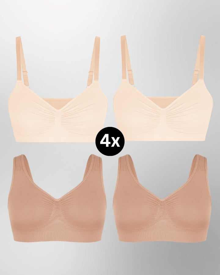 InvisiBra "Soft" 1.0 & 2.0 - Bügellose BHs zum Reinschlüpfen - 4er Set
