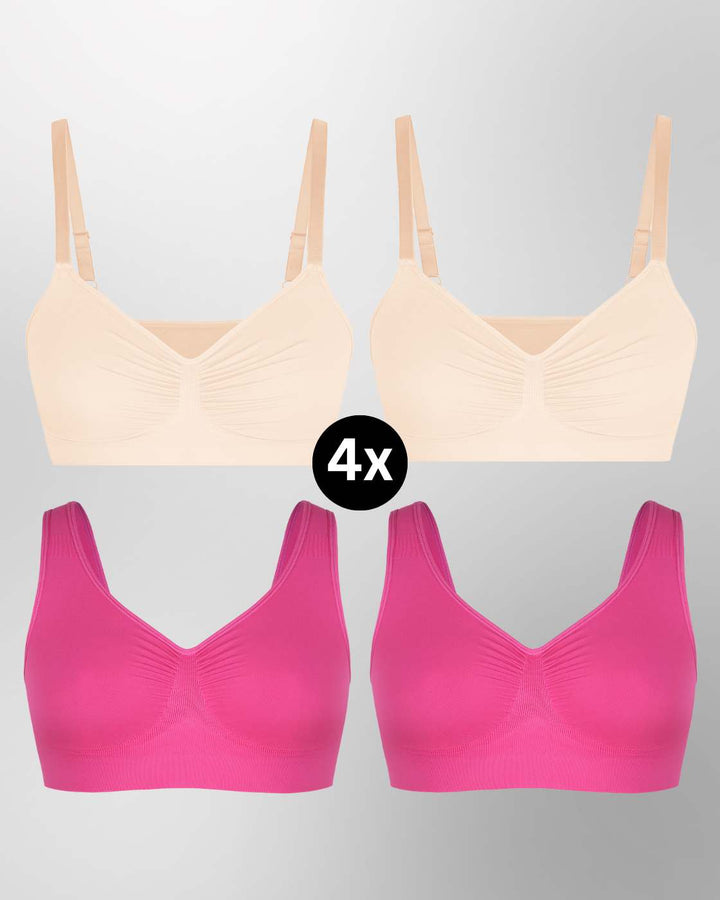 InvisiBra "Soft" 1.0 & 2.0 - Bügellose BHs zum Reinschlüpfen - 4er Set