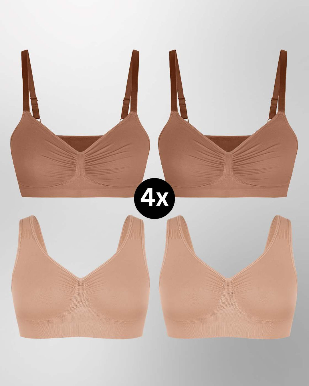 InvisiBra "Soft" 1.0 & 2.0 - Bügellose BHs zum Reinschlüpfen - 4er Set