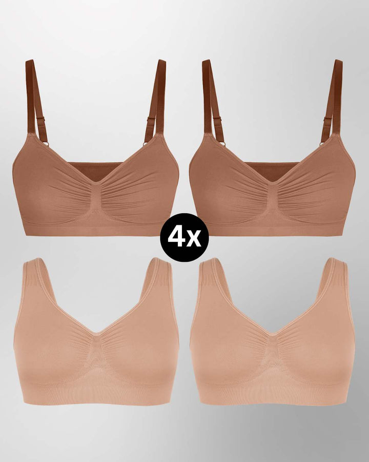 InvisiBra "Soft" 1.0 & 2.0 - Bügellose BHs zum Reinschlüpfen - 4er Set