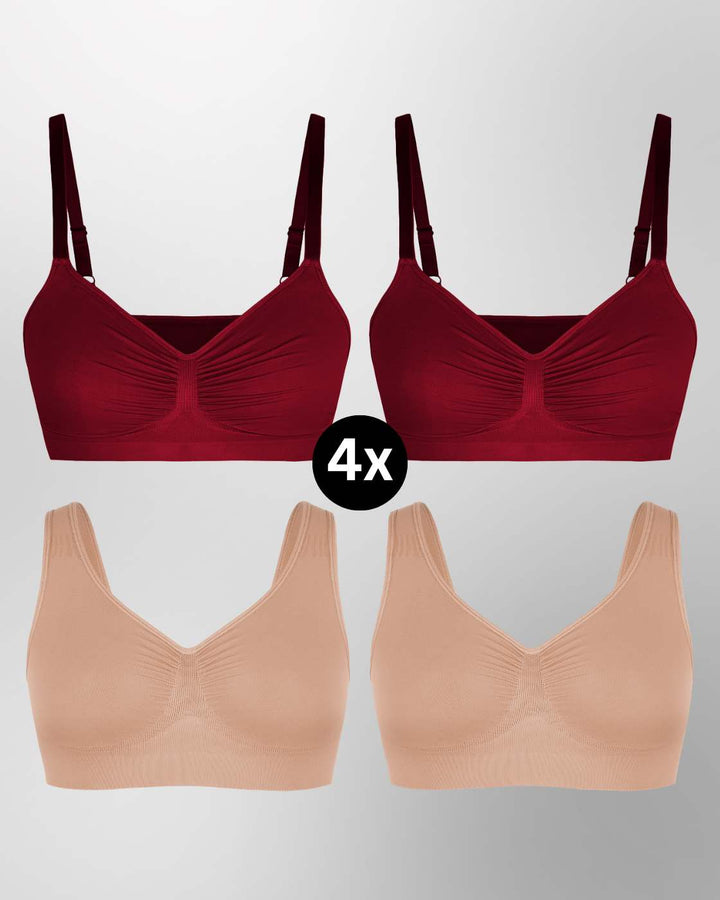 InvisiBra "Soft" 1.0 & 2.0 - Bügellose BHs zum Reinschlüpfen - 4er Set