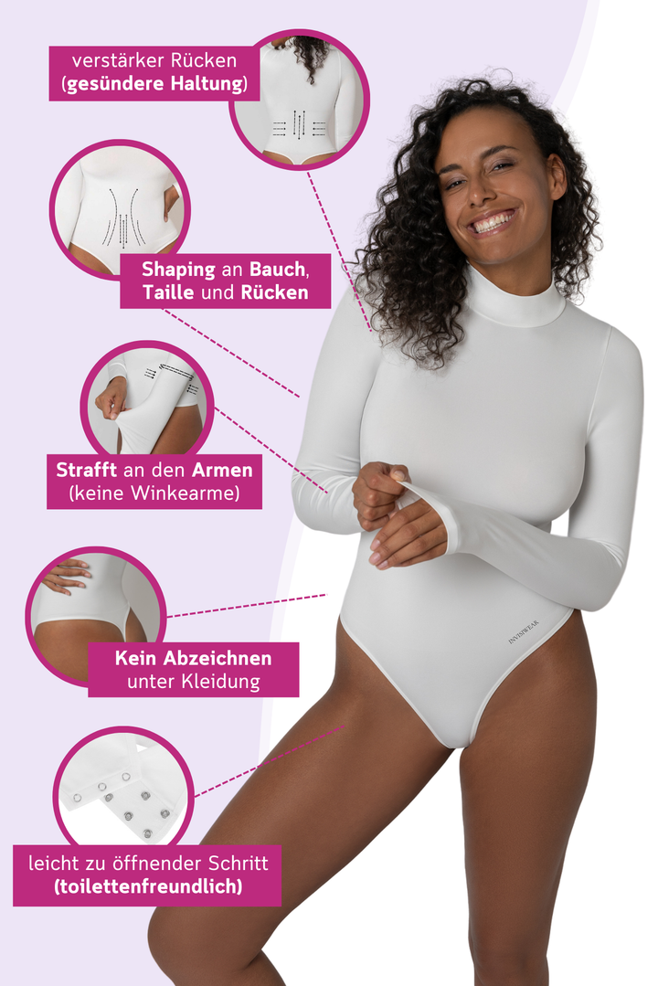 PREMIUM InvisiShape | Eco 🌱 Shaping Body mit langen Armen & Rollkragen