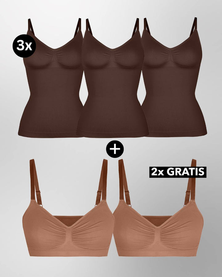 PREMIUM InvisiShape - Top mit verstellbaren Trägern & InvisiBra "Soft" 1.0 - 5er Set