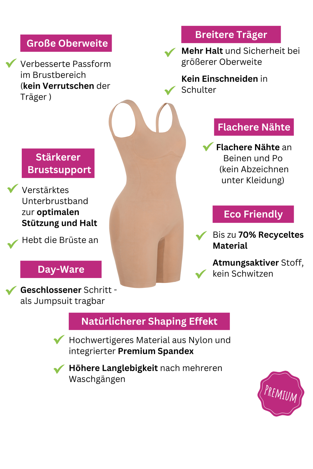 PREMIUM InvisiShape | Eco 🌱 Shaping Body mit Shorts hoher Rücken