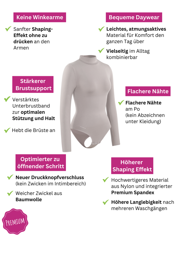 PREMIUM InvisiShape | Eco 🌱 Shaping Body mit langen Armen & Rollkragen