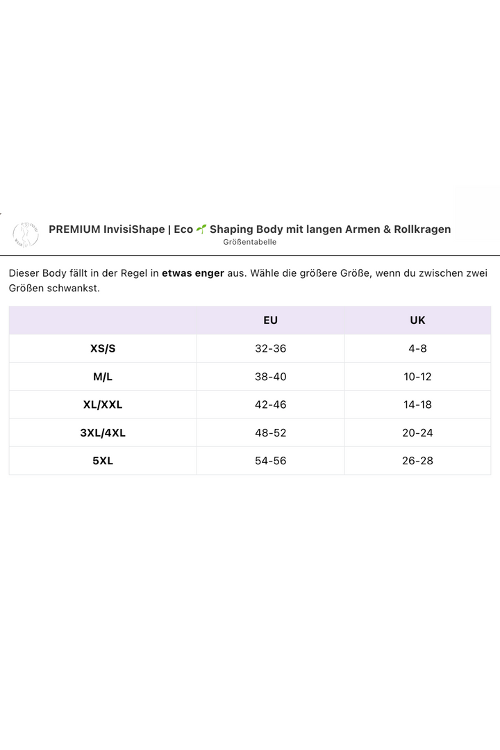 PREMIUM InvisiShape | Eco 🌱 Shaping Body mit langen Armen & Rollkragen