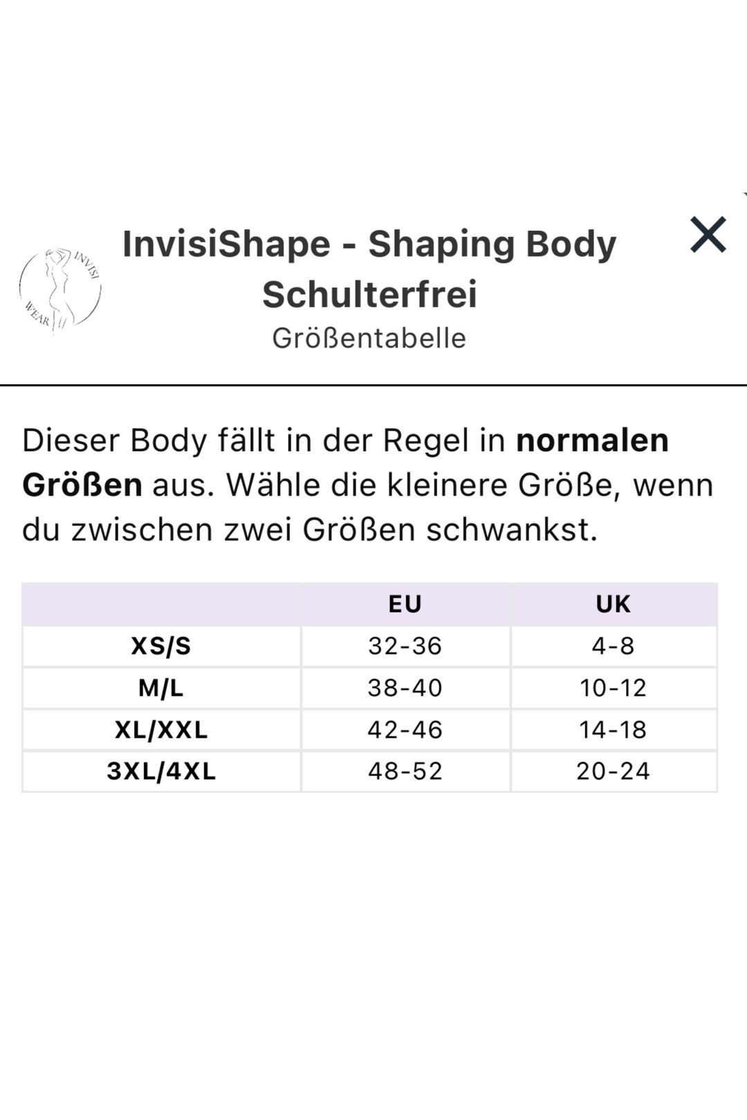 InvisiShape - Shaping Body Schulterfrei