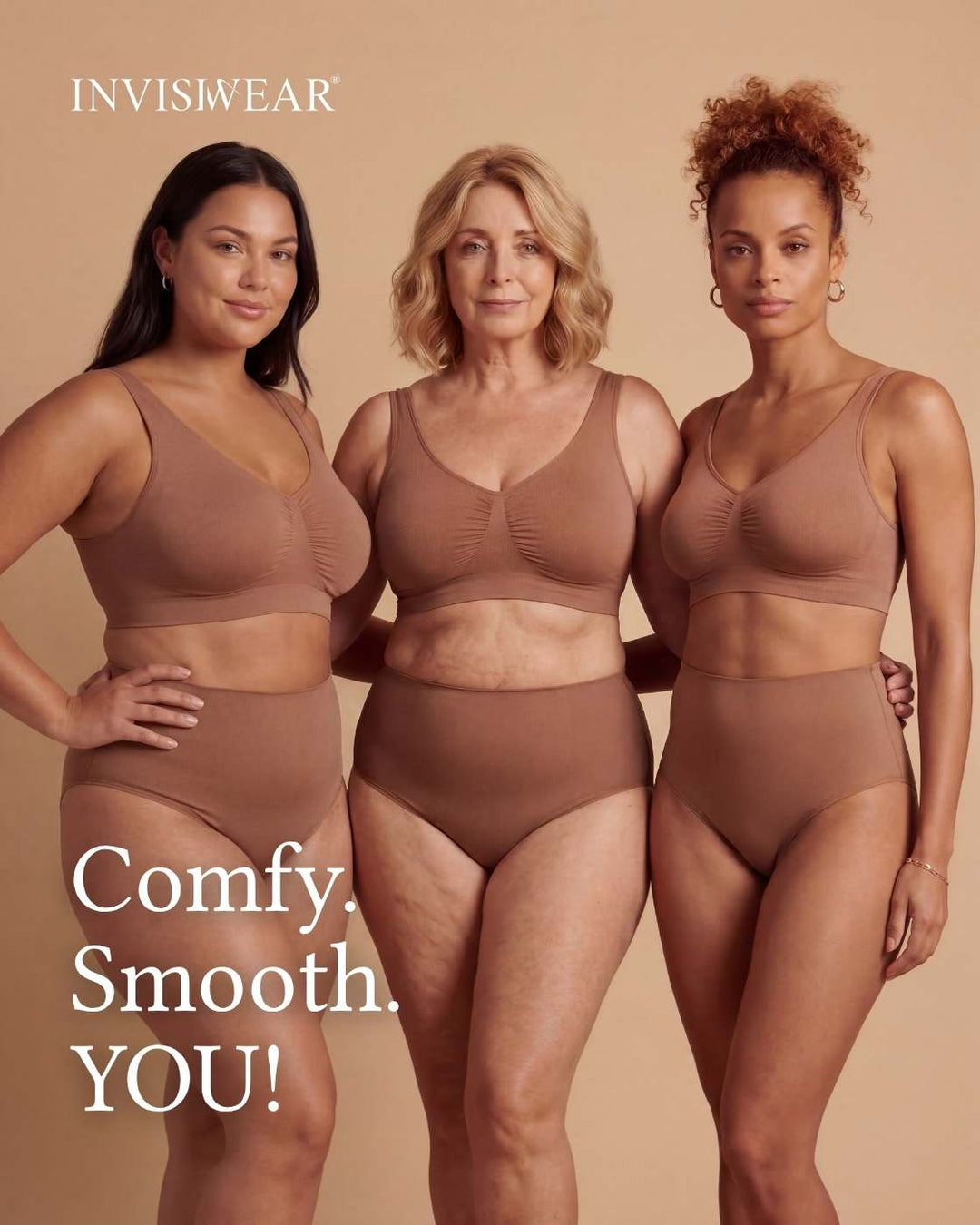 InvisiBra "Soft" 2.0 - Bügelloser BH mit breiten Komfort-Trägern - 3er Set