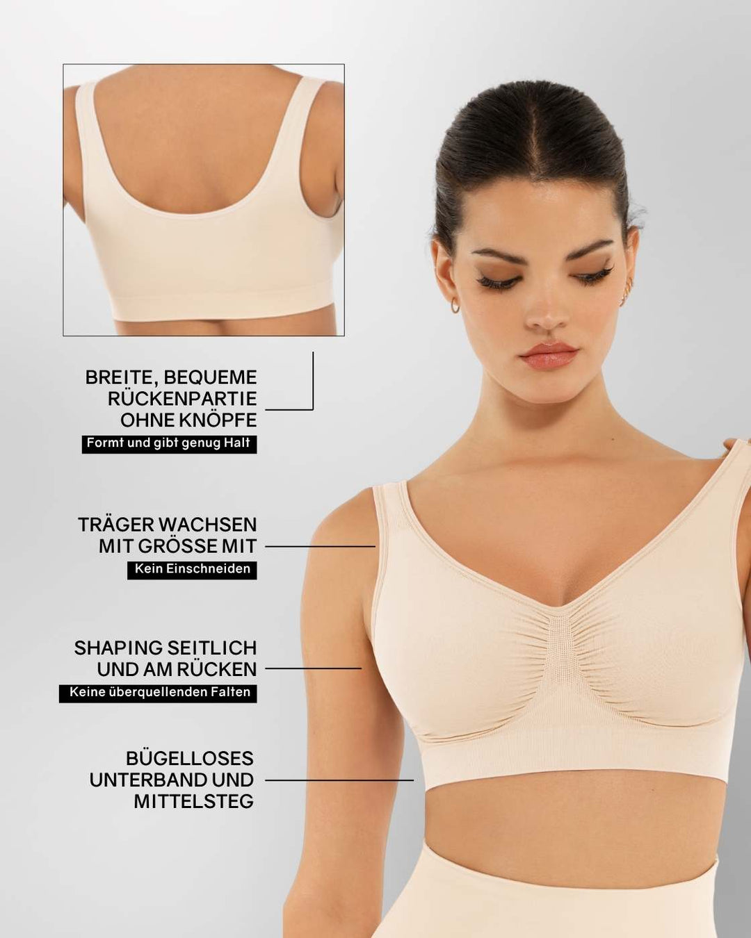 InvisiBra "Soft" 1.0 & 2.0 - Bügellose BHs zum Reinschlüpfen - 4er Set